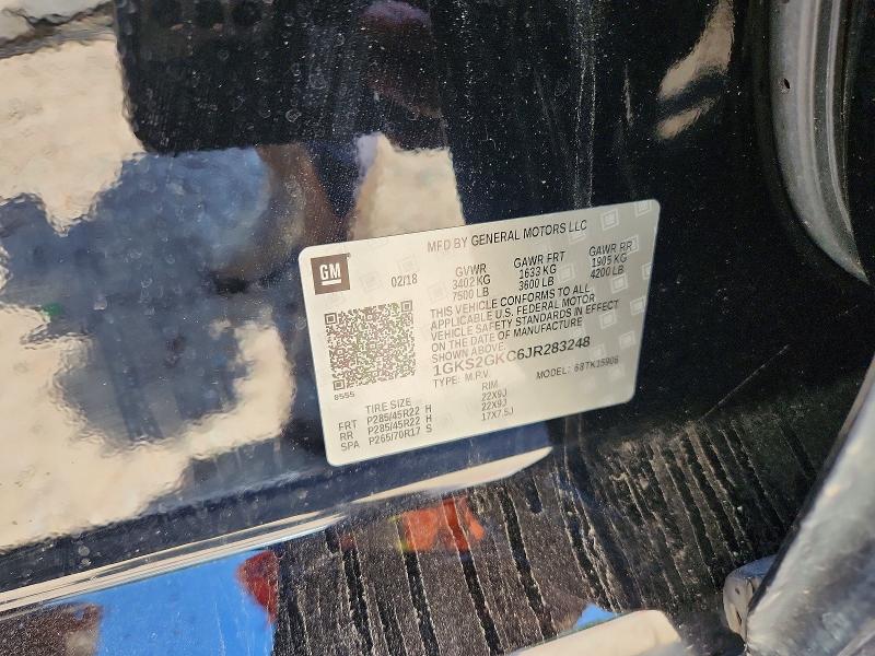52682006 :رقم المزاد ، 1GKS2GKC6JR283248 vin ، 2018 Gmc Yukon Xl مزاد بيع