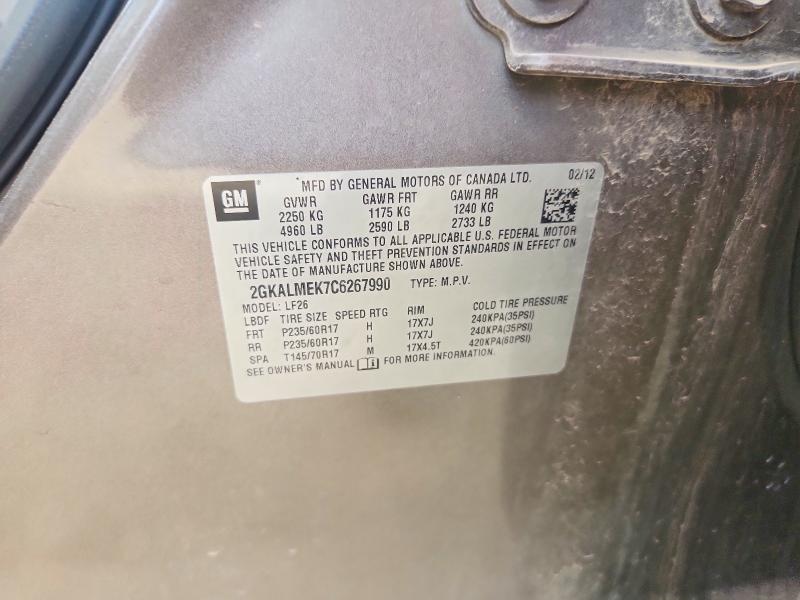 Aukcja sprzedaży 2012 Gmc Terrain, vin: 2GKALMEK7C6267990, numer aukcji: 52959836