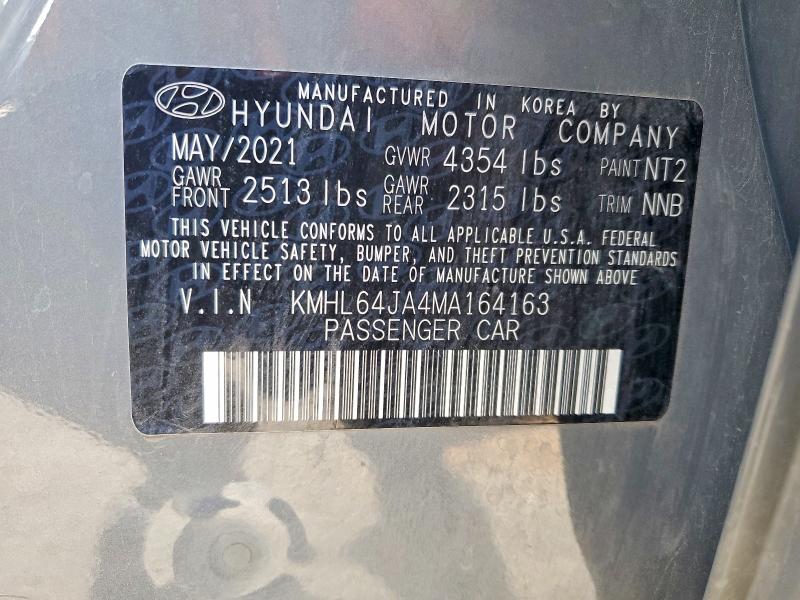 Auction sale of the 2021 Hyundai Sonata, vin: KMHL64JA4MA164163, lot number: 51369786