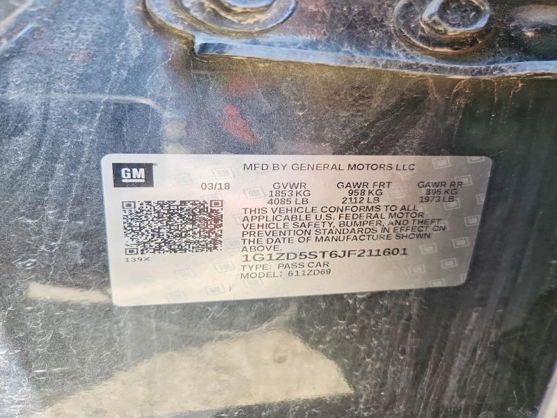 Aukcja sprzedaży 2018 Chevrolet Malibu, vin: 1G1ZD5ST6JF211601, numer aukcji: 52198026