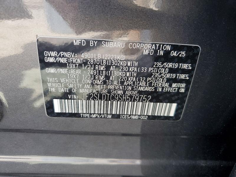 Продажа на аукционе авто 2025 Subaru Forester, vin: JF2SLDTC9SH579752, номер лота: 52885176