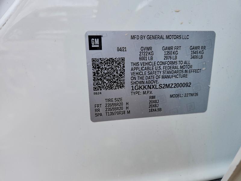 Aukcja sprzedaży 2021 Gmc Acadia, vin: 1GKKNXLS2MZ200092, numer aukcji: 52865746