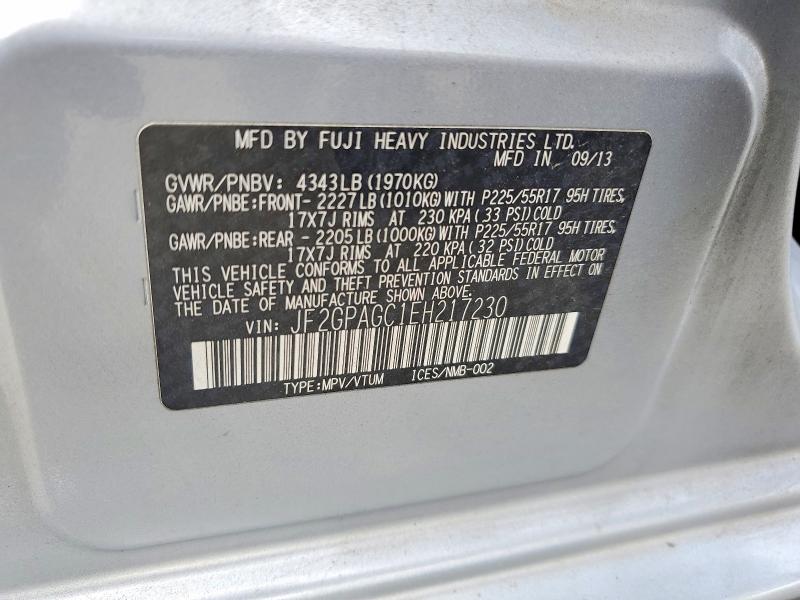 52342186 :رقم المزاد ، JF2GPAGC1EH217230 vin ، 2014 Subaru Xv Crosstrek مزاد بيع