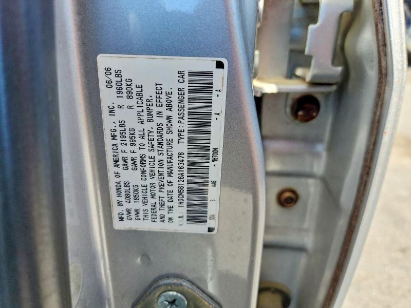 2006 Honda Accord მანქანა იყიდება აუქციონზე, vin: 1HGCM56126A163476, აუქციონის ნომერი: 55142406