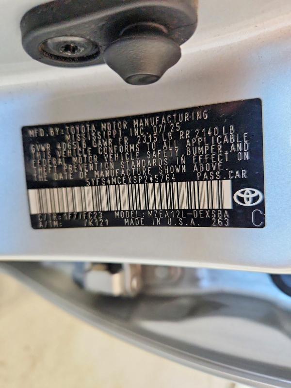 52007866 :رقم المزاد ، 5YFS4MCEXSP245764 vin ، 2025 Toyota Corolla مزاد بيع