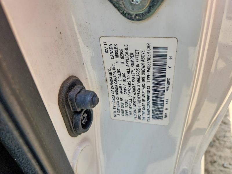 2017 Honda Civic მანქანა იყიდება აუქციონზე, vin: 2HGFC3B32HH358543, აუქციონის ნომერი: 54903206