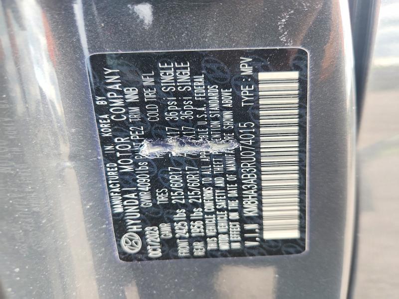 2024 Hyundai Kona მანქანა იყიდება აუქციონზე, vin: KM8HA3AB3RU074015, აუქციონის ნომერი: 52030636