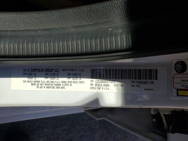 2013 Chrysler 200 მანქანა იყიდება აუქციონზე, vin: 1C3CCBBG6DN743043, აუქციონის ნომერი: 53216346