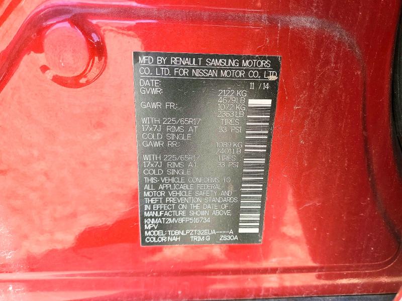 53184646 :رقم المزاد ، KNMAT2MV8FP516734 vin ، 2015 Nissan Rogue مزاد بيع