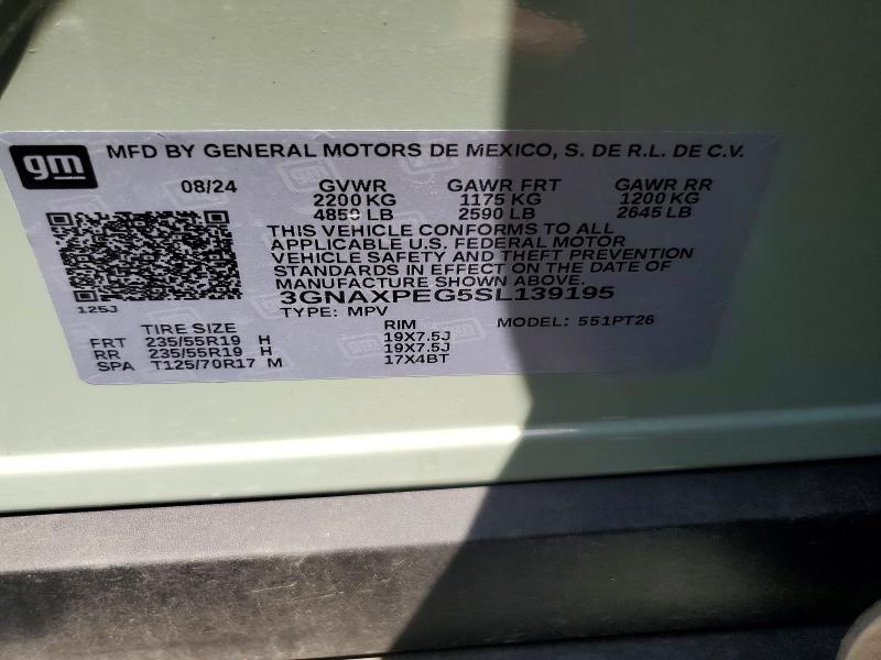 Продажа на аукционе авто 2025 Chevrolet Equinox, vin: 3GNAXPEG5SL139195, номер лота: 54979906