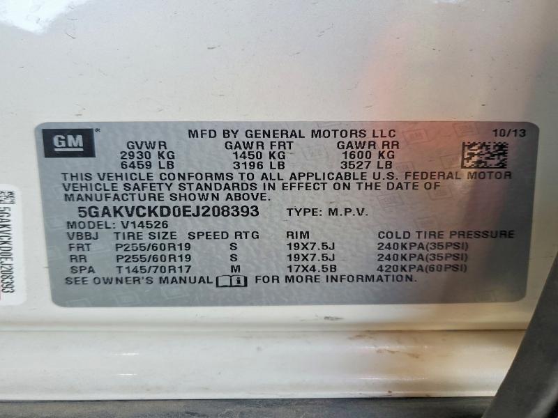 Продаж на аукціоні авто 2014 Buick Enclave, vin: 5GAKVCKD0EJ208393, номер лоту: 52392116