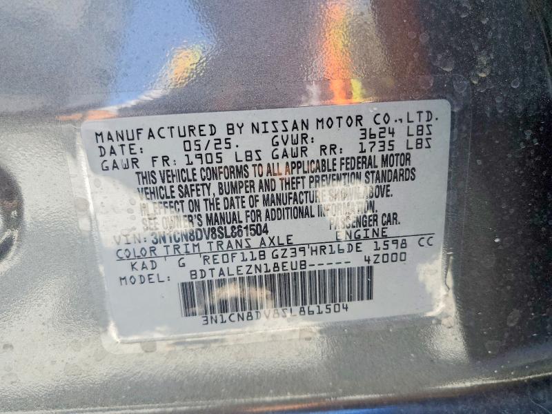 Aukcja sprzedaży 2025 Nissan Versa, vin: 3N1CN8DV8SL861504, numer aukcji: 52384646