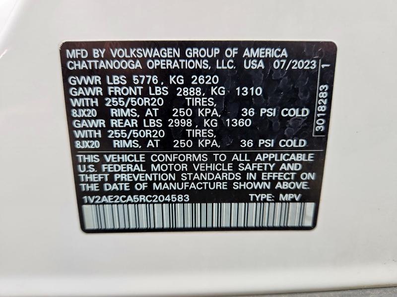 Aukcja sprzedaży 2024 Volkswagen Atlas Cross Sport, vin: 1V2AE2CA5RC204583, numer aukcji: 55207766
