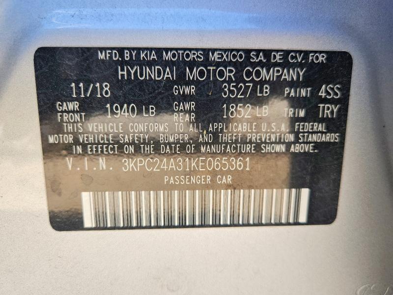 Продажа на аукционе авто 2019 Hyundai Accent, vin: 3KPC24A31KE065361, номер лота: 51694176