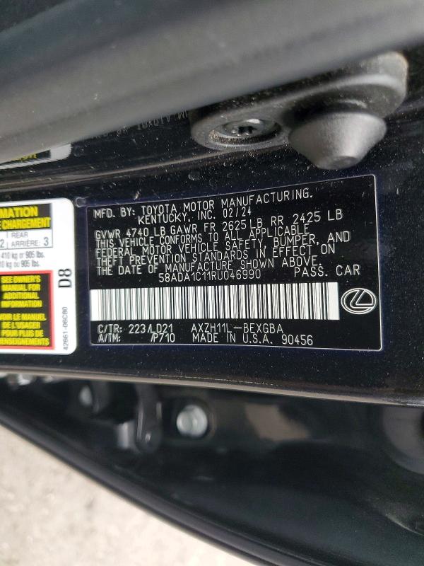 Aukcja sprzedaży 2024 Lexus Es 300h, vin: 58ADA1C11RU046990, numer aukcji: 53366366