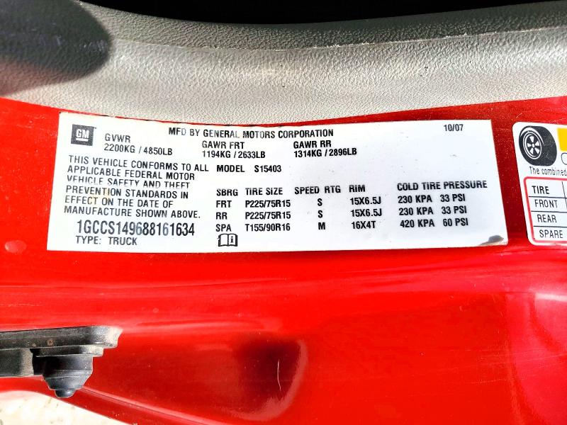 2008 Chevrolet Colorado მანქანა იყიდება აუქციონზე, vin: 1GCCS149688161634, აუქციონის ნომერი: 52317266
