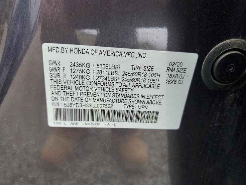 Продаж на аукціоні авто 2020 Acura Mdx, vin: 5J8YD3H33LL007522, номер лоту: 54317056