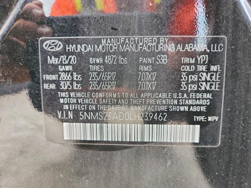 Продаж на аукціоні авто 2020 Hyundai Santa Fe, vin: 5NMS23AD0LH239462, номер лоту: 53520916
