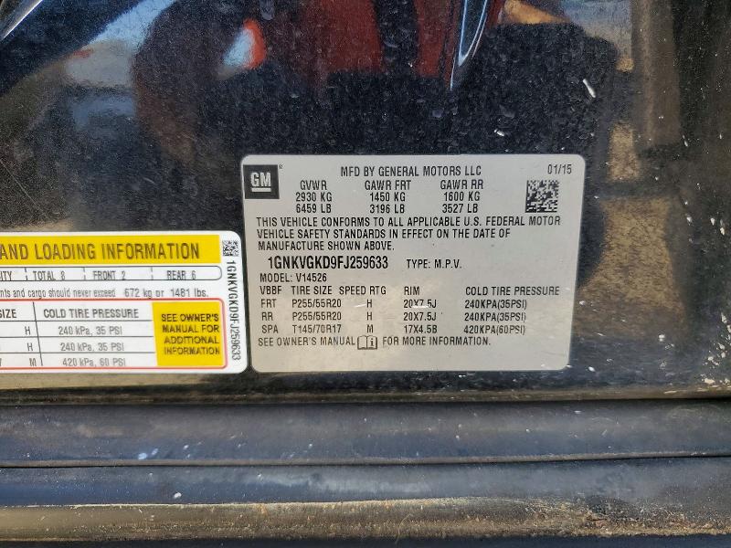Aukcja sprzedaży 2015 Chevrolet Traverse, vin: 1GNKVGKD9FJ259633, numer aukcji: 54924426