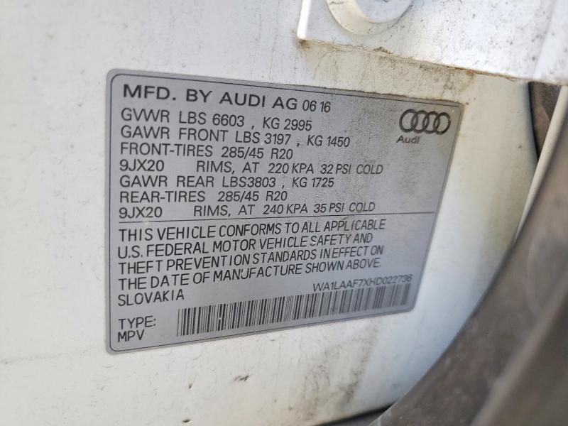 Продажа на аукционе авто 2017 Audi Q7, vin: WA1LAAF7XHD022736, номер лота: 53581566