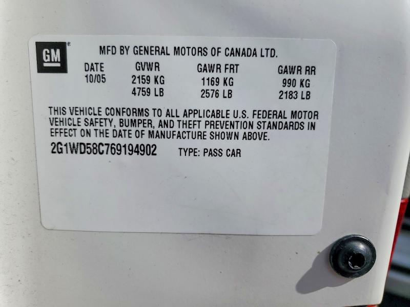 Продаж на аукціоні авто 2006 Chevrolet Impala, vin: 2G1WD58C769194902, номер лоту: 54142916