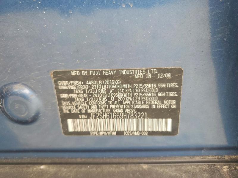 Aukcja sprzedaży 2009 Subaru Forester, vin: JF2SH61669H783221, numer aukcji: 52565976