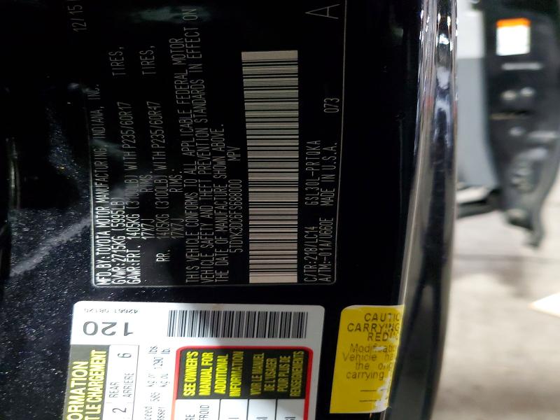 52729746 :رقم المزاد ، 5TDYK3DC6FS688000 vin ، 2015 Toyota Sienna مزاد بيع