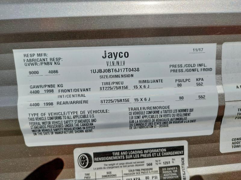 Aukcja sprzedaży 2018 Jayco Jay Flight Slx, vin: 1UJBJ0BT6J17T0438, numer aukcji: 53338296