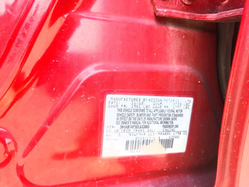 53839746 :رقم المزاد ، 3N1AB7AP3DL633865 vin ، 2013 Nissan Sentra مزاد بيع