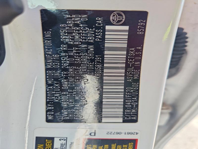 54081996 :رقم المزاد ، 4T1BF1FK8GU587391 vin ، 2016 Toyota Camry مزاد بيع