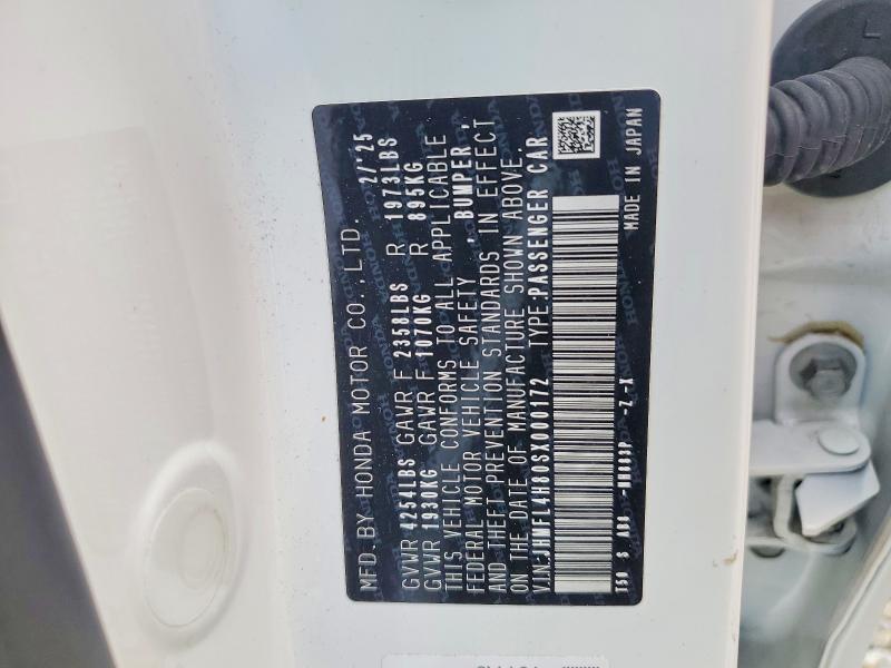 55201756 :رقم المزاد ، JHMFL4H80SX000172 vin ، 2025 Honda Civic مزاد بيع