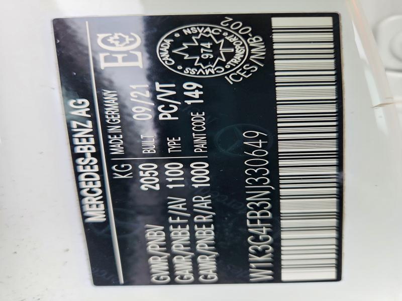 2022 Mercedes-benz A მანქანა იყიდება აუქციონზე, vin: W1K3G4FB3NJ330649, აუქციონის ნომერი: 50577736