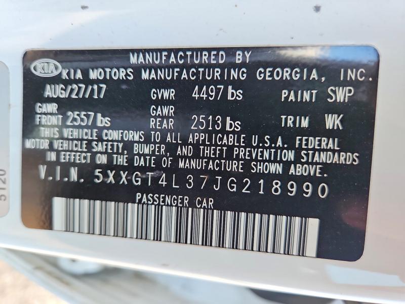 55354566 :رقم المزاد ، 5XXGT4L37JG218990 vin ، 2018 Kia Optima مزاد بيع