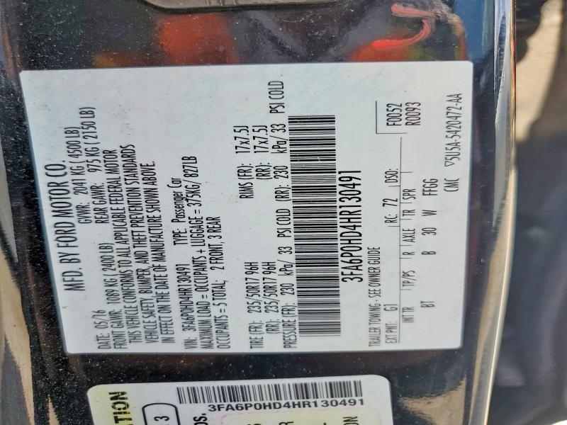 54844786 :رقم المزاد ، 3FA6P0HD4HR130491 vin ، 2017 Ford Fusion مزاد بيع
