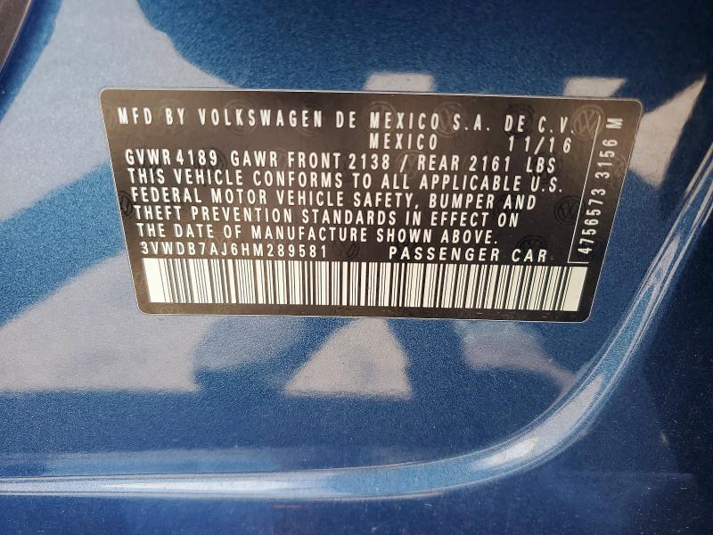 55403046 :رقم المزاد ، 3VWDB7AJ6HM289581 vin ، 2017 Volkswagen Jetta مزاد بيع