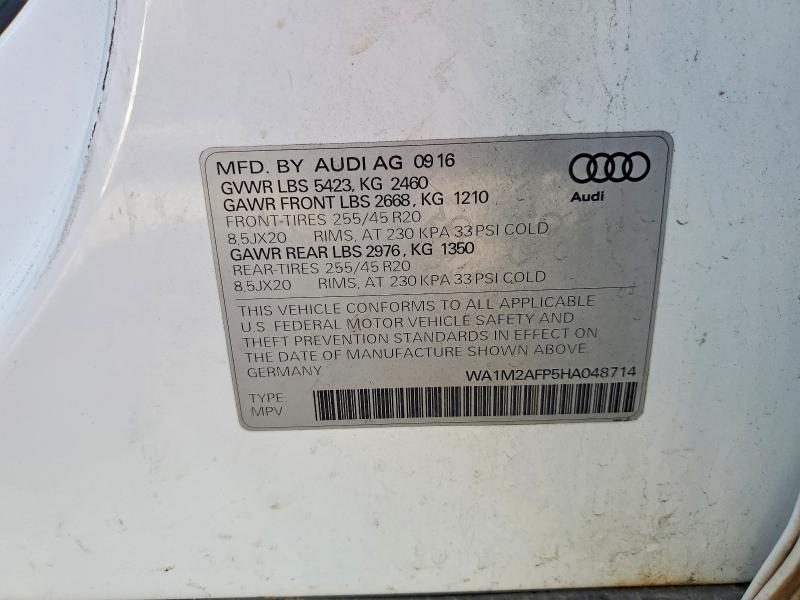 Продаж на аукціоні авто 2017 Audi Q5, vin: WA1M2AFP5HA048714, номер лоту: 54162916