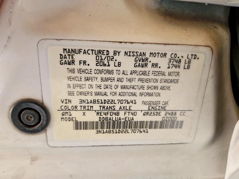 Продаж на аукціоні авто 2002 Nissan Sentra, vin: 3N1AB51D22L707641, номер лоту: 54518576