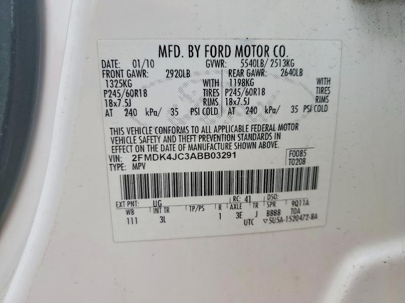 Продажа на аукционе авто 2010 Ford Edge, vin: 2FMDK4JC3ABB03291, номер лота: 54663606