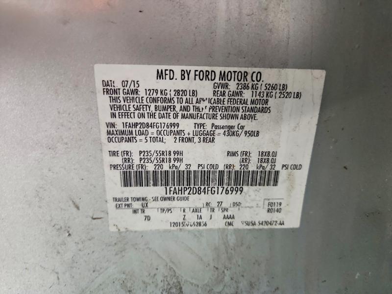 2015 Ford Taurus მანქანა იყიდება აუქციონზე, vin: 1FAHP2D84FG176999, აუქციონის ნომერი: 54547016