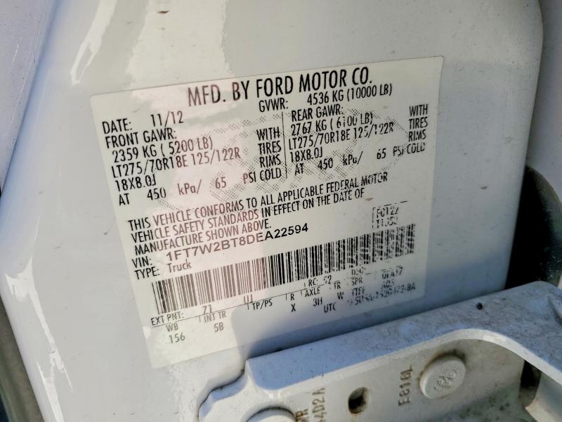 2013 Ford F250 მანქანა იყიდება აუქციონზე, vin: 1FT7W2BT8DEA22594, აუქციონის ნომერი: 52590416