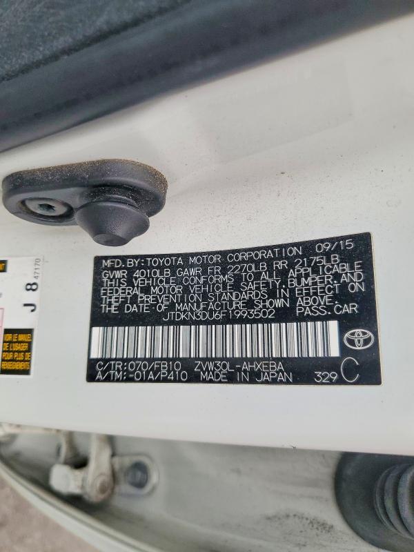 52668356 :رقم المزاد ، JTDKN3DU6F1993502 vin ، 2015 Toyota Prius مزاد بيع