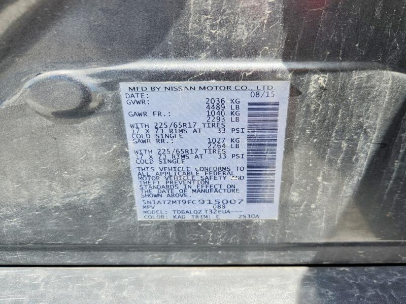 52345416 :رقم المزاد ، 5N1AT2MT9FC915007 vin ، 2015 Nissan Rogue مزاد بيع