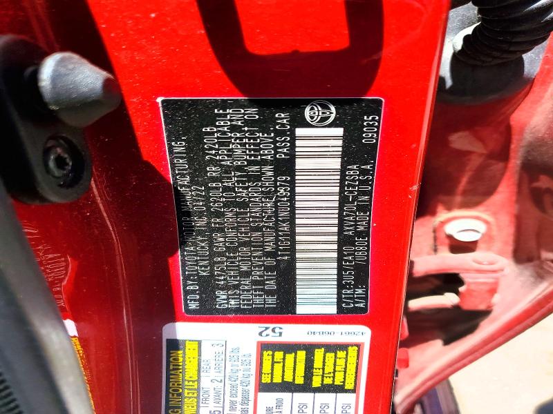 2022 Toyota Camry მანქანა იყიდება აუქციონზე, vin: 4T1G11AK1NU049379, აუქციონის ნომერი: 53275096