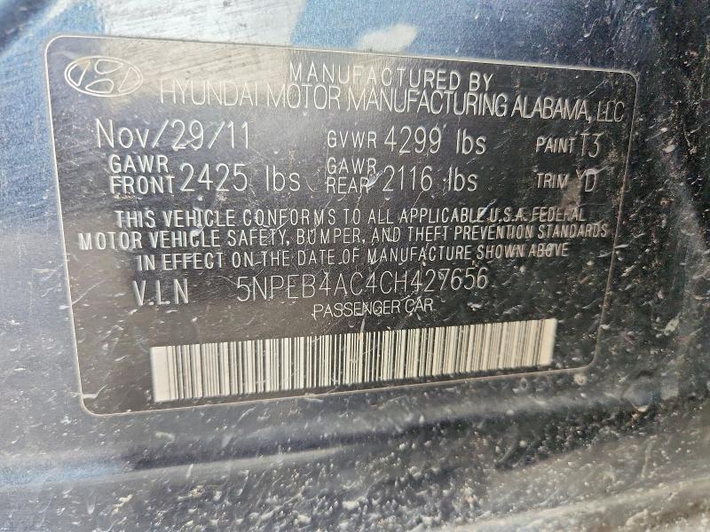Aukcja sprzedaży 2012 Hyundai Sonata, vin: 5NPEB4AC4CH427656, numer aukcji: 54043806
