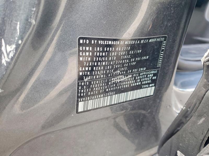 54848196 :رقم المزاد ، 3VV2B7AX5NM129963 vin ، 2022 Volkswagen Tiguan مزاد بيع