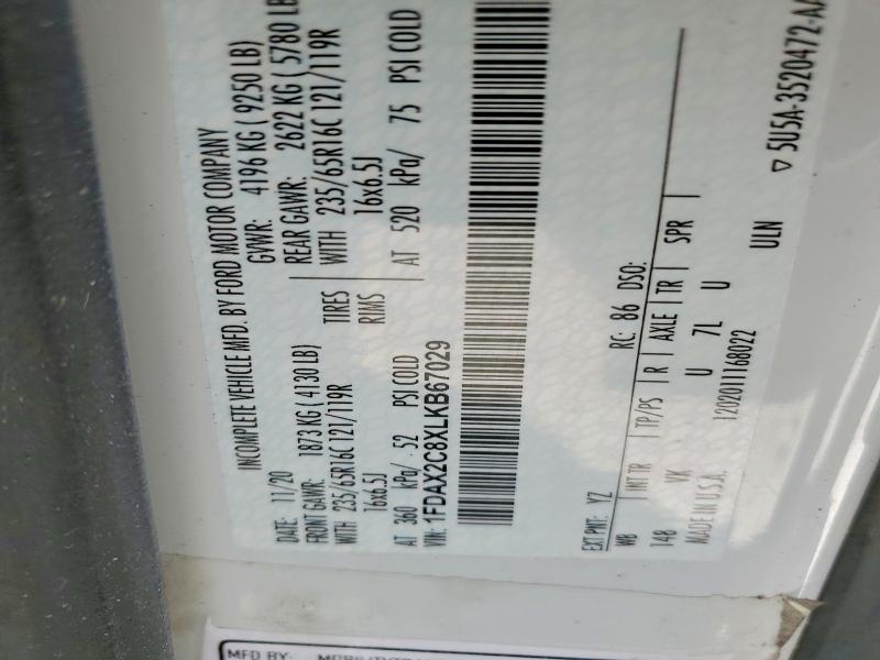 2021 Ford Transit მანქანა იყიდება აუქციონზე, vin: 1FDAX2C8XLKB67029, აუქციონის ნომერი: 52522866