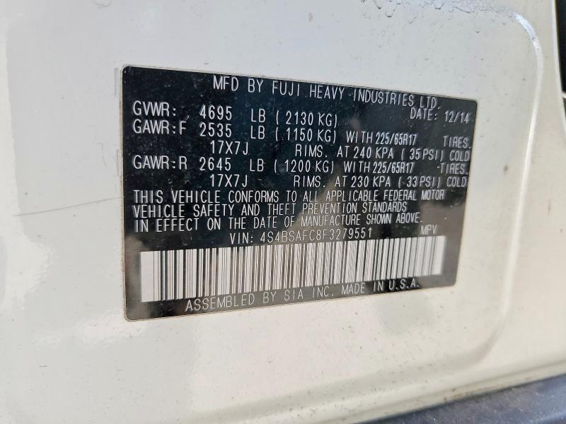 Продажа на аукционе авто 2015 Subaru Outback, vin: 4S4BSAFC8F3279551, номер лота: 52393836