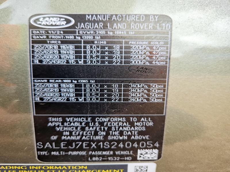 Продажа на аукционе авто 2025 Land Rover Defender, vin: SALEJ7EX1S2404054, номер лота: 54710806