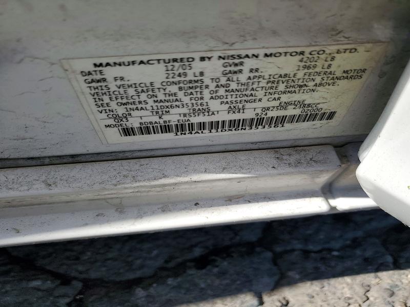 Aukcja sprzedaży 2006 Nissan Altima, vin: 1N4AL11DX6N353561, numer aukcji: 53662236