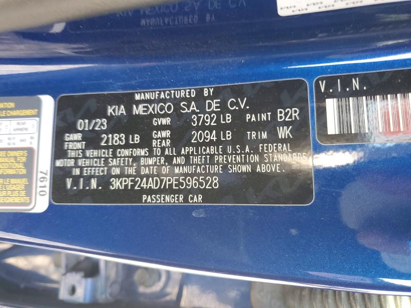 2023 Kia Forte მანქანა იყიდება აუქციონზე, vin: 3KPF24AD7PE596528, აუქციონის ნომერი: 54702876